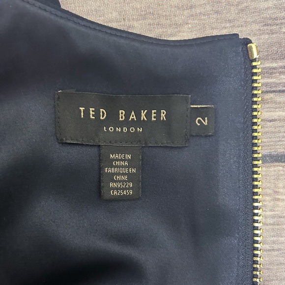 Ted Baker London Navy Blue Sleeveless Kezzia Keyhole Midi Sheath Dress 2 US 6 - Picture 10 of 12